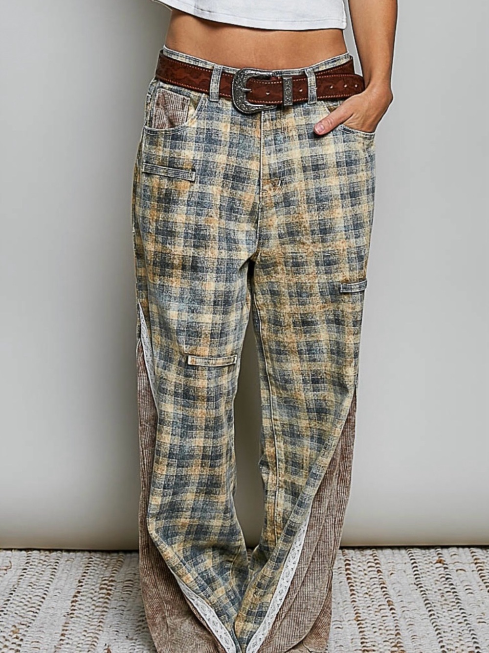 🤗 POL-Women’s Mustard Plaid Pant